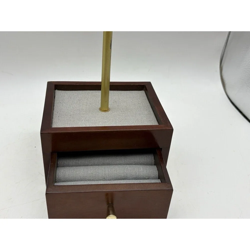 Wood Jewelry Organizer Stand Box Necklace Holder Drawer Earring Display 15”